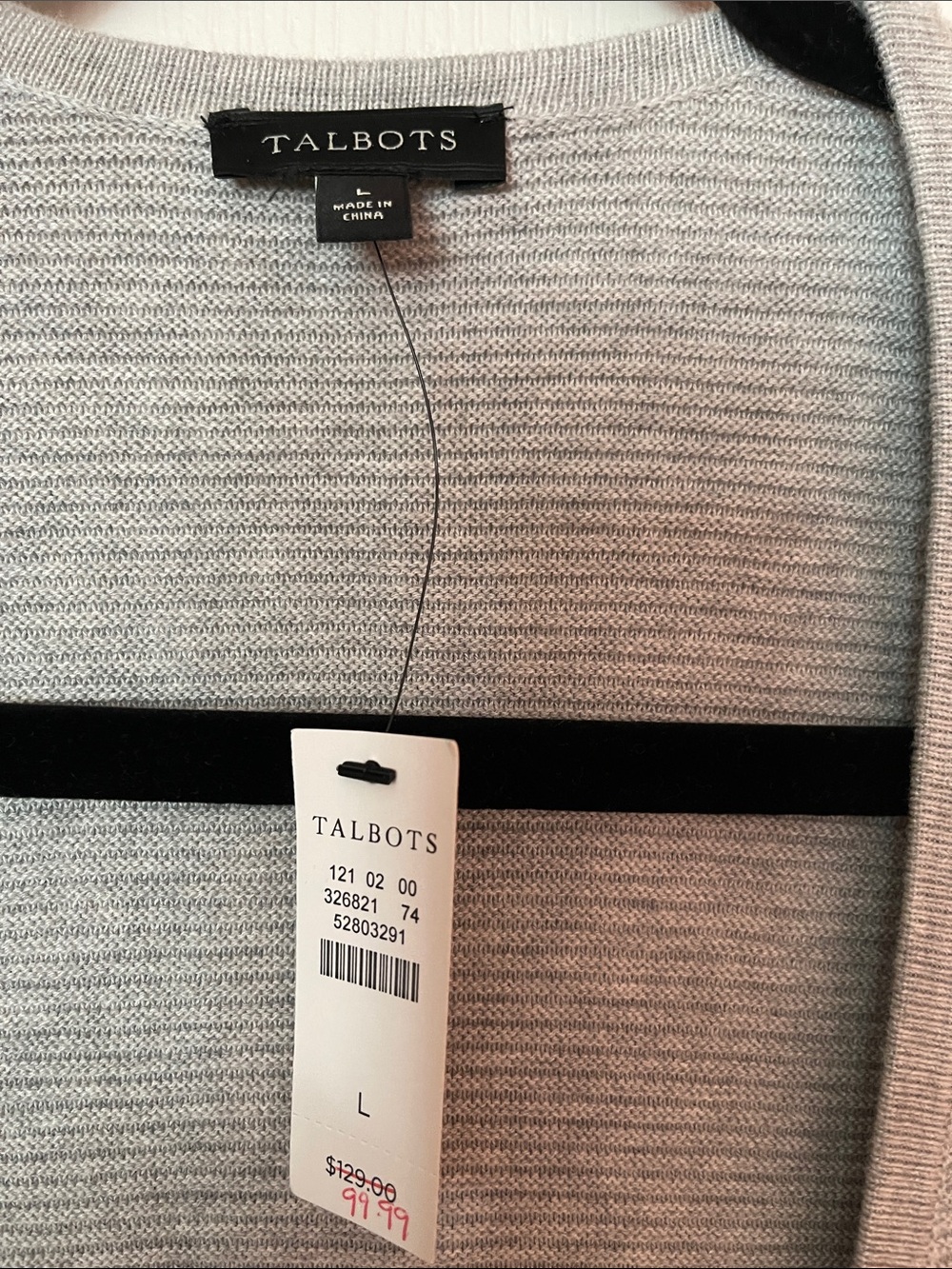 Talbots Light Gray Open-Front Ribbed Cardigan - Picture 2 of 2